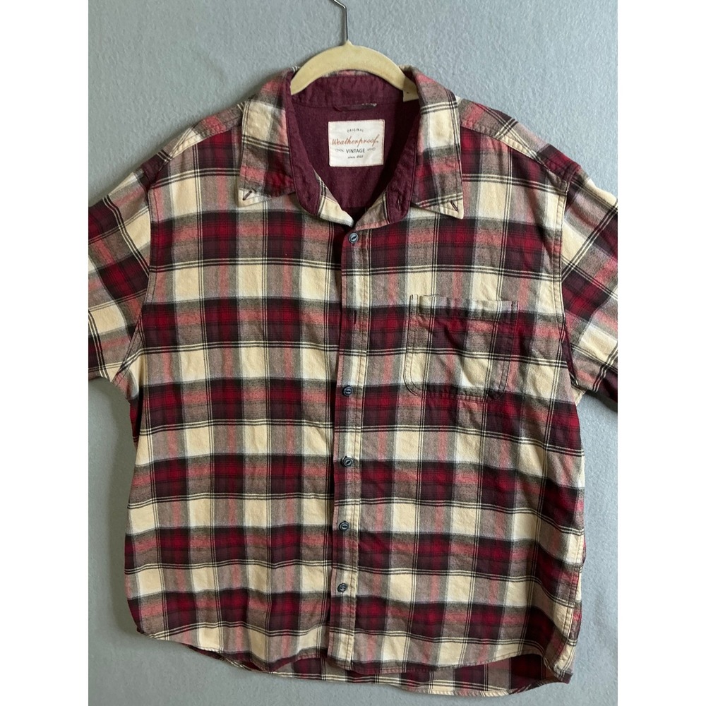 Weatherproof Vintage Button Up Men's XXL Flannel Shirt Long Sleeve Plaid‎ Casual